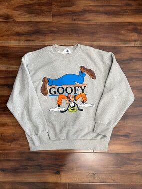 Disneyland Resort Gray Goofy Graphic Sweatshirt with Blue & Orange